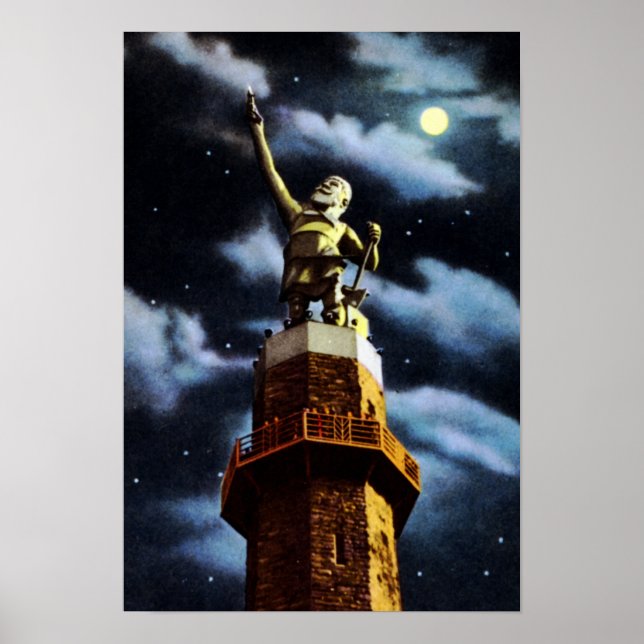 Birmingham Alabama Vulcan at Night Poster (Front)