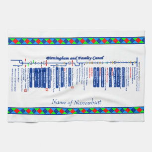 Birmingham and Faseley Canal UK Waterways Blue Kitchen Towel