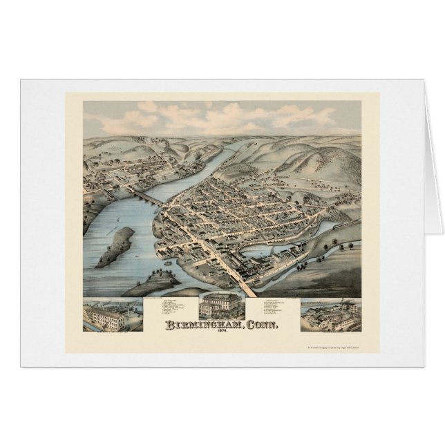 Birmingham, carte panoramique de CT - 1876 (Devant horizontal)