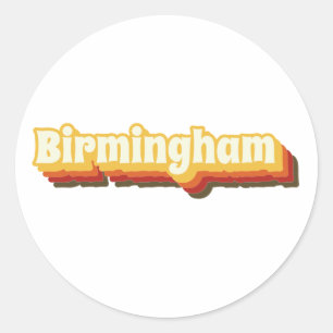 Birmingham Retro Vintage Text Classic Round Sticker