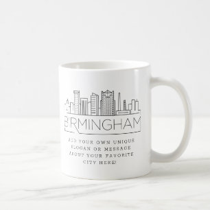 Birmingham Stylized Skyline   Custom Slogan Coffee Mug