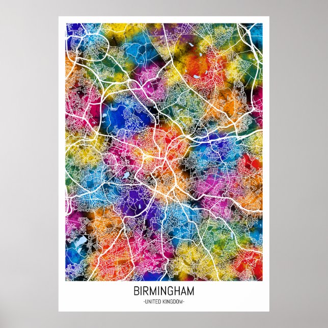 Birmingham United Kingdom City Map Poster (Front)