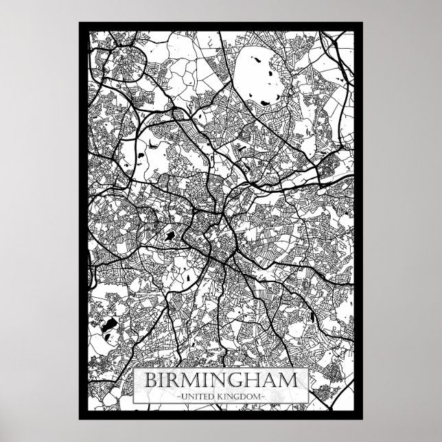 Birmingham United Kingdom City Map Poster (Front)
