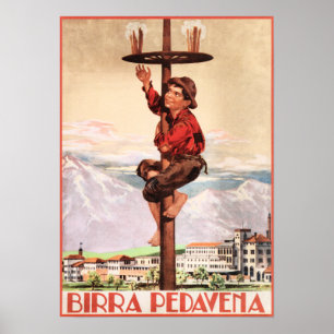 BIRRA PEDAVENA 1920 Vintage Italian Beer Advert Poster