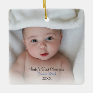 Birth Announcement   Baby Boy Photo Ornament