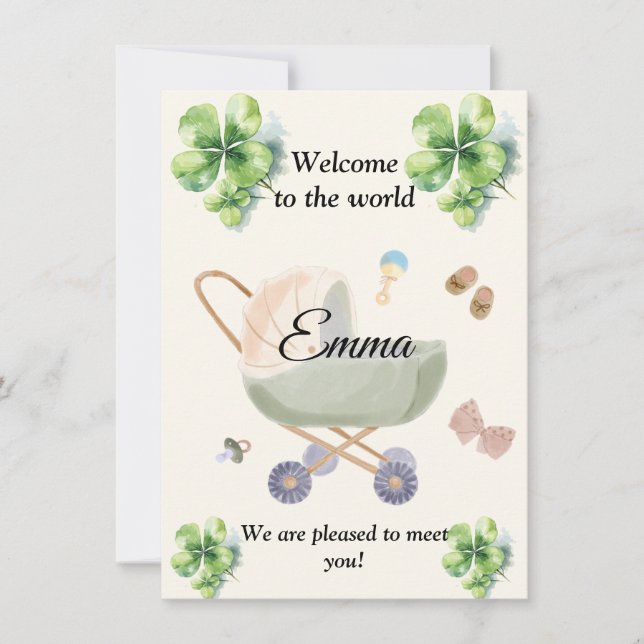 Birth announcement baby clover (Front)