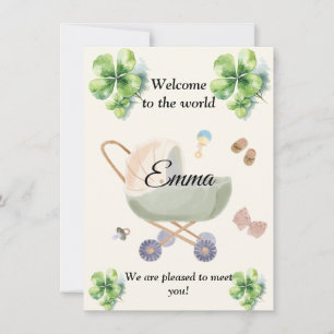 Birth announcement baby clover