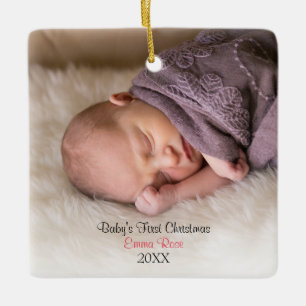 Birth Announcement   Baby Girl Photo Ornament
