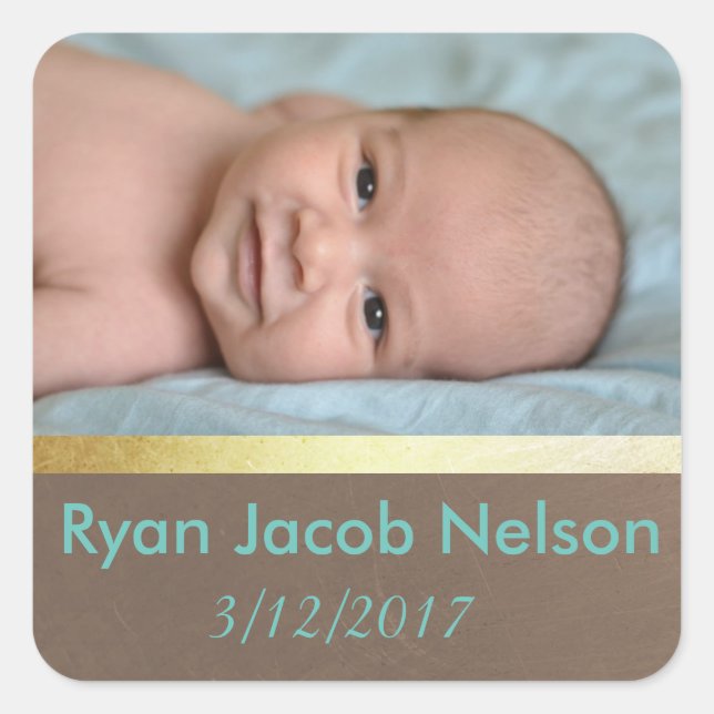 Birth Announcement Baby Photo Stickers (Front)