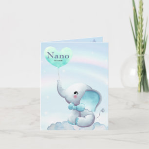 Birth announcement card boy - Elephant on cloud