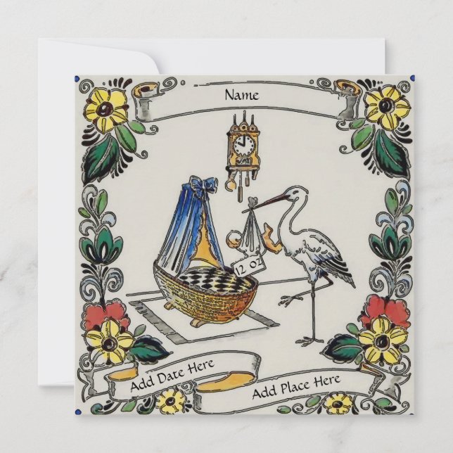 Birth Announcement Card, personalize, add text, (Front)