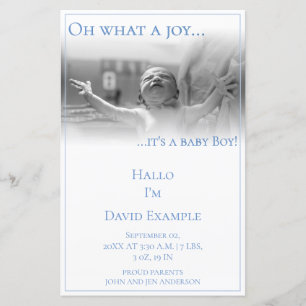 Birth announcement card with baby