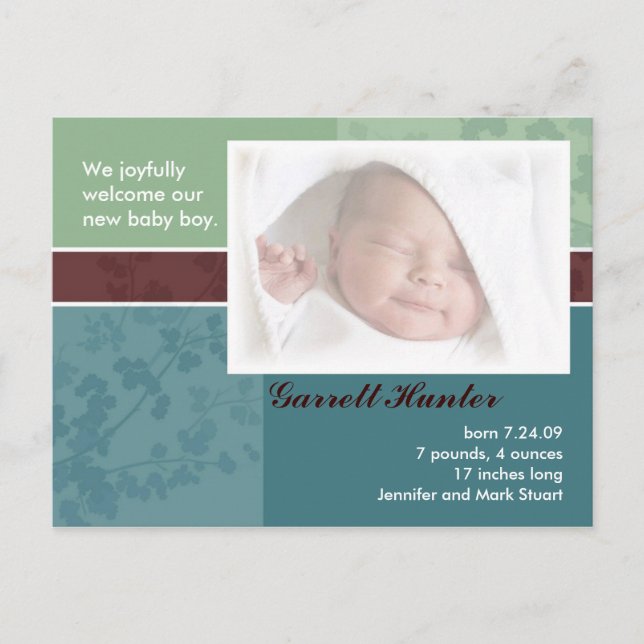 Birth Announcement cards - baby boy (Front)