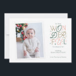 Birth Announcement Christmas Card<br><div class="desc">This Christmas birth announcement features a photo of your new baby alongside hand lettered greeting of "Our most Wonderful Christmas so far" - personalize the colours to match your newborn photos! This card is perfect for celebrating baby's first Christmas or a new addition to the family.</div>