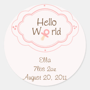 Birth announcement Cupcake Toppers/Stickers Classic Round Sticker