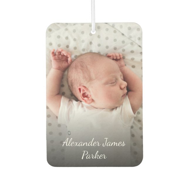 Birth Announcement Custom Newborn Baby Photo  Air Freshener (Front)