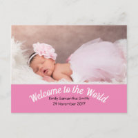 Birth Announcement Custom Photo Baby Girl