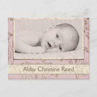 Birth Announcement - Fennel Pink Postcard