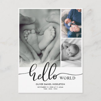 Birth Announcement Hello World Photo Collage