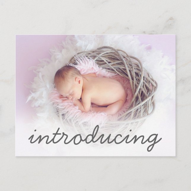 Birth Announcement Introducing Script Photo (Front)