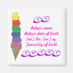 Birth announcement keepsake magnet