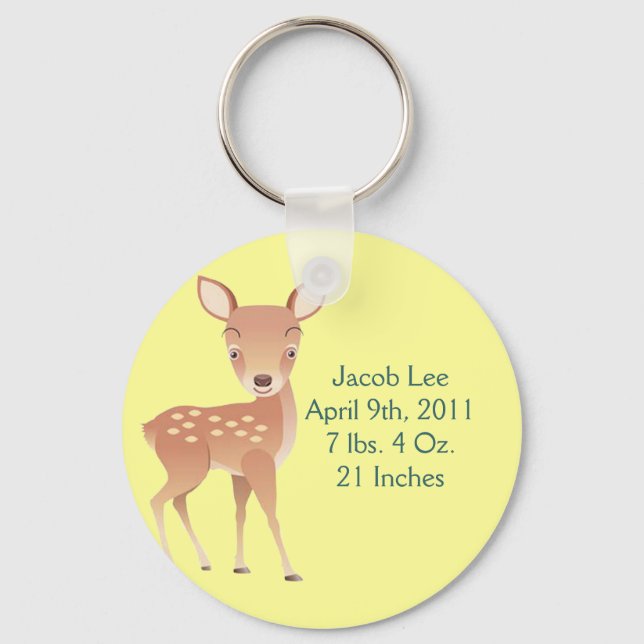 Birth Announcement Keychain Baby Deer (Front)