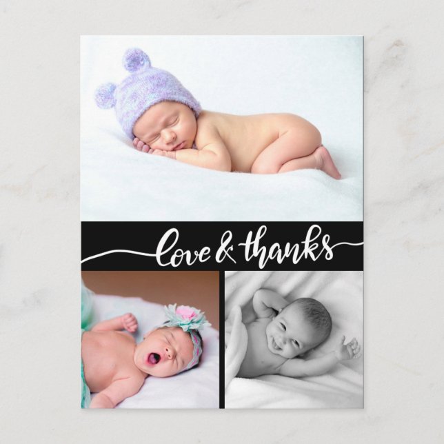 Birth Announcement Love And Thanks | Baby Photo (Front)