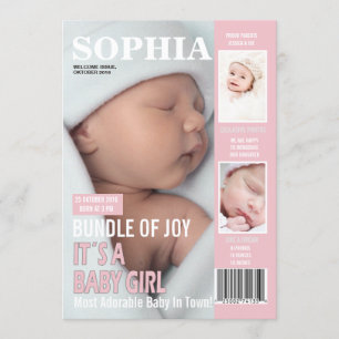 Birth Announcement Magazine Cover 3 Photos