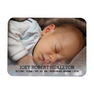 Birth Announcement Modern Glitter Bokeh Magnet