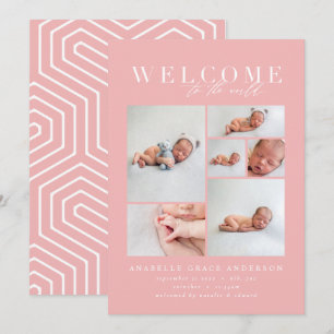 Birth announcement multi photo gold geometric