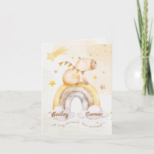 Birth Announcement Neutral - Cute Rainbow Capybara