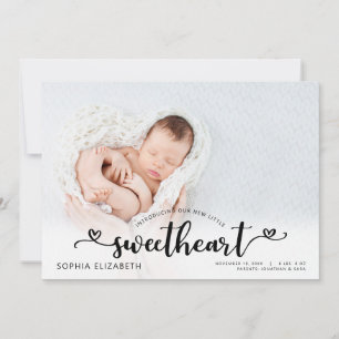 Birth Announcement Our Sweetheart Script Photo