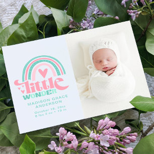 Birth Announcement Photo Postcard   Little Wonder