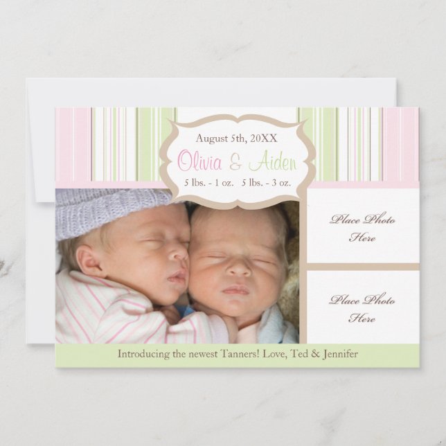 Birth Announcement - Twins (Front)