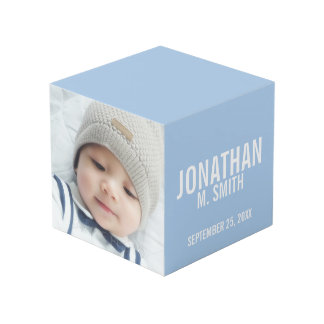 Birth Announcement with Custom Newborn Baby Photo Cube