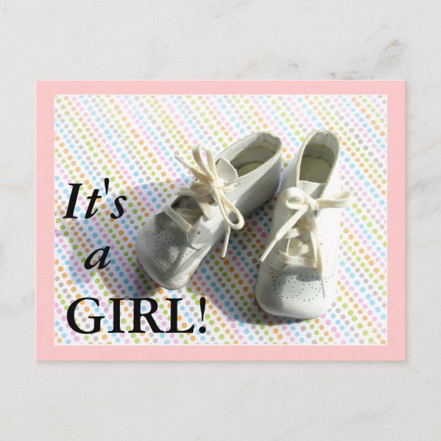 Birth announcement with vintage baby booties (Front)