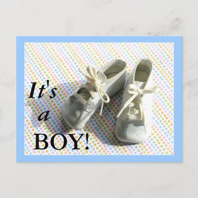 Birth announcement with vintage baby booties (Front)