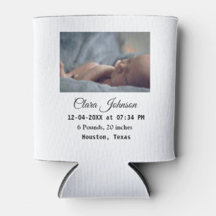 Birth announcements add photo date time place deta can cooler
