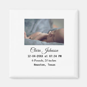 Birth announcements add photo date time place deta magnet