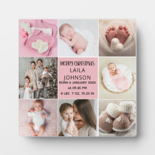  Birth Announcment Personalize 8 Photo christmas Plaque