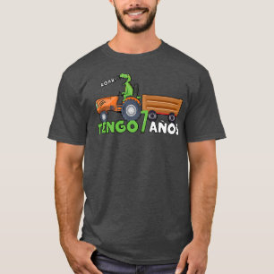 Birth Born Age 7 Years Old Truck Dinosaur Farmer T T-Shirt