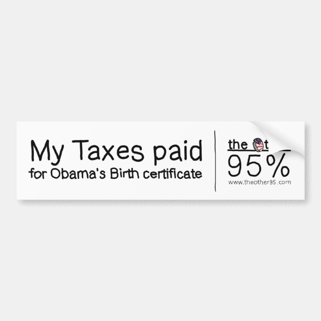Birth Certificate Bumper Sticker (Front)