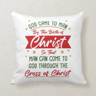 Birth & Cross of Jesus Christ Christmas Faith  Throw Pillow