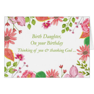 Birth Daughter Watercolor Flowers Religious Birthd