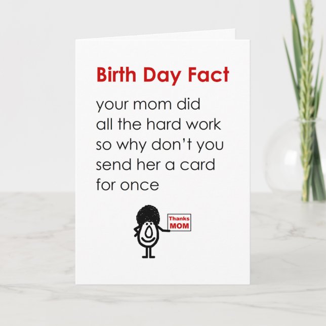 Birth Day Fact A Funny Happy Birthday Poem Card (Front)