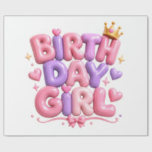 Birth Day Girl Balloon Letters PNG | Cute Pink Bir
