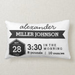 Birth Details Black White Pillow - Monochrome Baby<br><div class="desc">This cute Birth Details Black White Lumbar Pillow will look great in your new baby's nursery or playroom and will be loved by your little one as they grow. Create the perfect nursery for your baby to relax & snooze with this adorable Birth Details Black White Pillow. Makes a wonderful...</div>