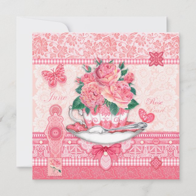 Birth Flower and Gem June Teacup Card (Front)