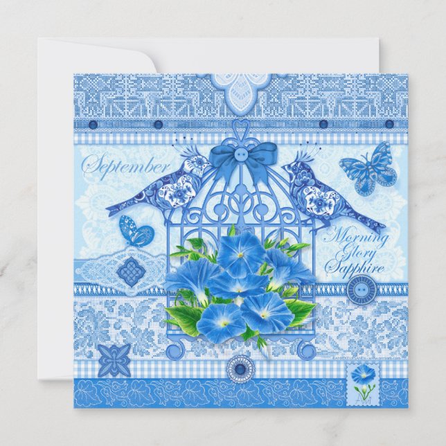 Birth Flower and Gem September Birdcage Card (Front)