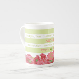 Birth Flower and Gem Stripe Mug August Bone China